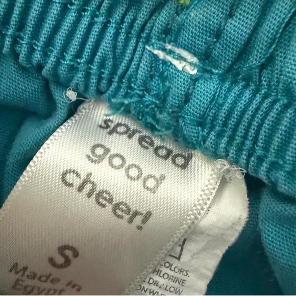 Spread Good Cheer! Teal/Blue Scrub bottoms size small - Picture 5 of 5